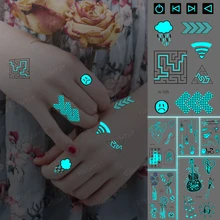 Luminous Night Glow Tattoos Adult WIFI Labyrinth Logo Finger Waterproof Temporary Tattoo Stickers Women Men Body Art Flash Tatto