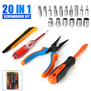 

20 in 1 Screwdriver Socket Pilers Insulated Repair Hand Tool Multifunction Kit With Magnetic Home Appliances Repair Hand Tools