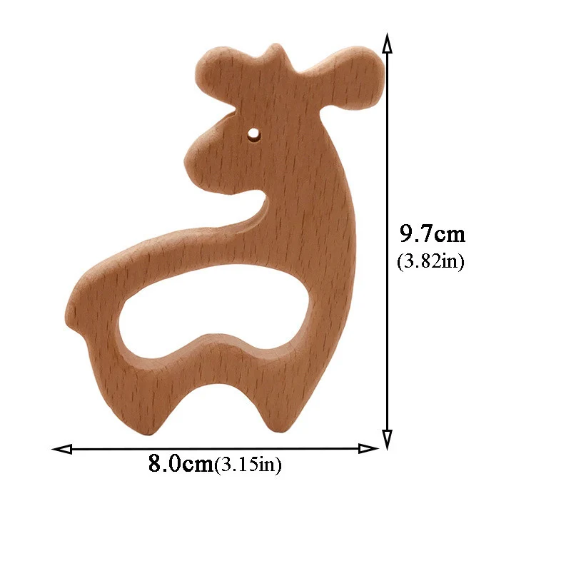 Wooden Teether 098 DIY животное Деревянный Прорезыватель Рождественский олень деревянный кулон грызунок Прорезыватель игрушки цепочка для прорезывания зубов пустышка цепь укус ребенок жевательный подарок - Цвет: Wooden Teether 098