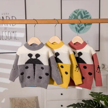 

children knit sweaters velvet kids baby girls clothes winter/autumn boys cartoon cute sweater fashion warm clothing