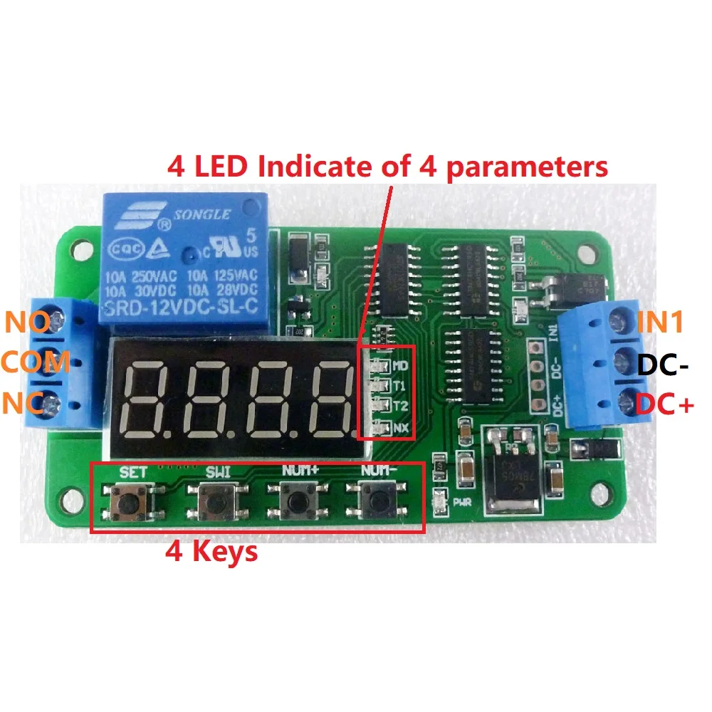 

DC 5V 12V 24V Multifunction Delay Relay Time Switch Turn on/off PLC Module