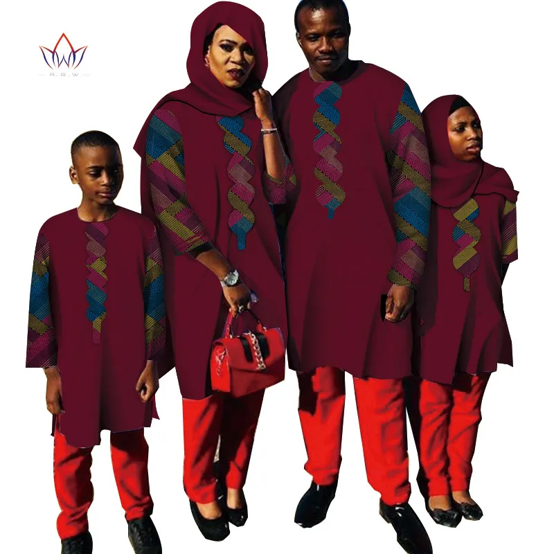 Комплект из 4 предметов, Африканский Топ для женщин и мужчин, Bazin Riche, одежда в африканском стиле, мужская верхняя одежда для пары в африканском стиле, топы для детей, одежда, WYQ265 - Цвет: 19
