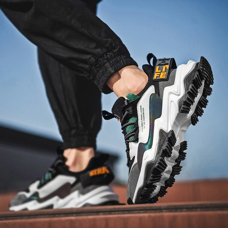 

spring New Fashion chunky Sneakers Breathable Running Shoes For Men Outdoor No-slip Hard-wearing Jogging Sports Shoes Zapatillas