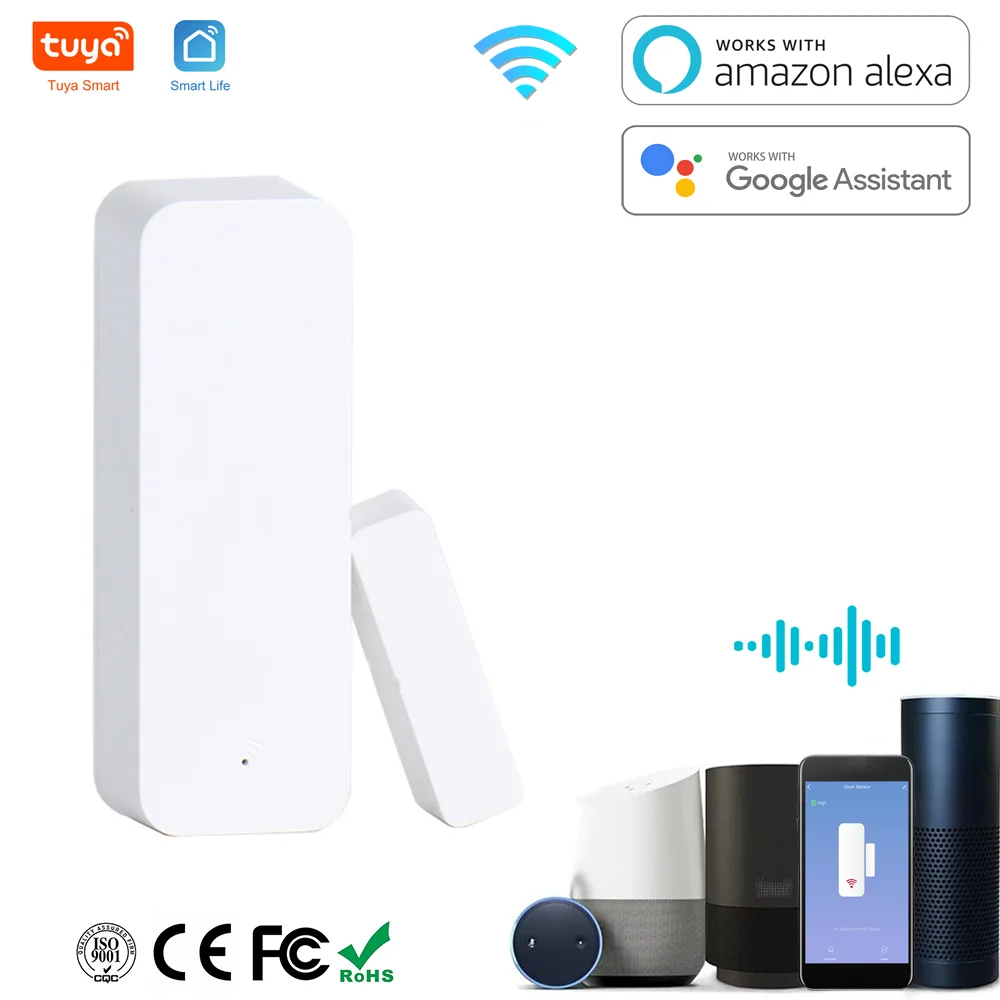 WiFi Door Sensor Window Contact Open Close Tuya APP Remote Control Compatible With Alexa Google Assistant ring security system keypad