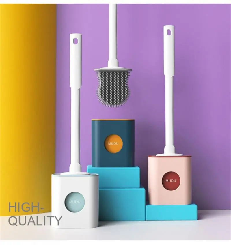 Details about   Silicone Flex Toilet Brush And Holder Creative Cleaning Brush Set 2021 US 