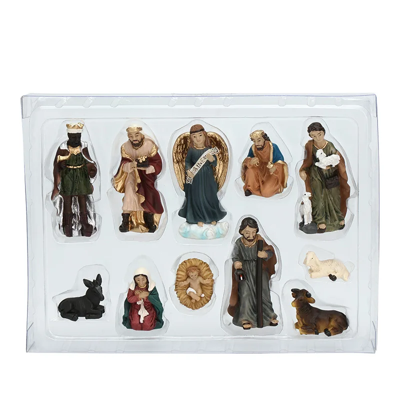 

11PCS Nativity Scene - Hand-Painted Christmas Figurine DecorChristian Holy Family Figure with Baby Jesus Nativity Figurine Art