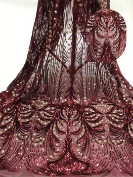 

Exquisite large flower sequin dress embroidered French mesh African lace fabric Nigeria lace suitable for evening dress skirt