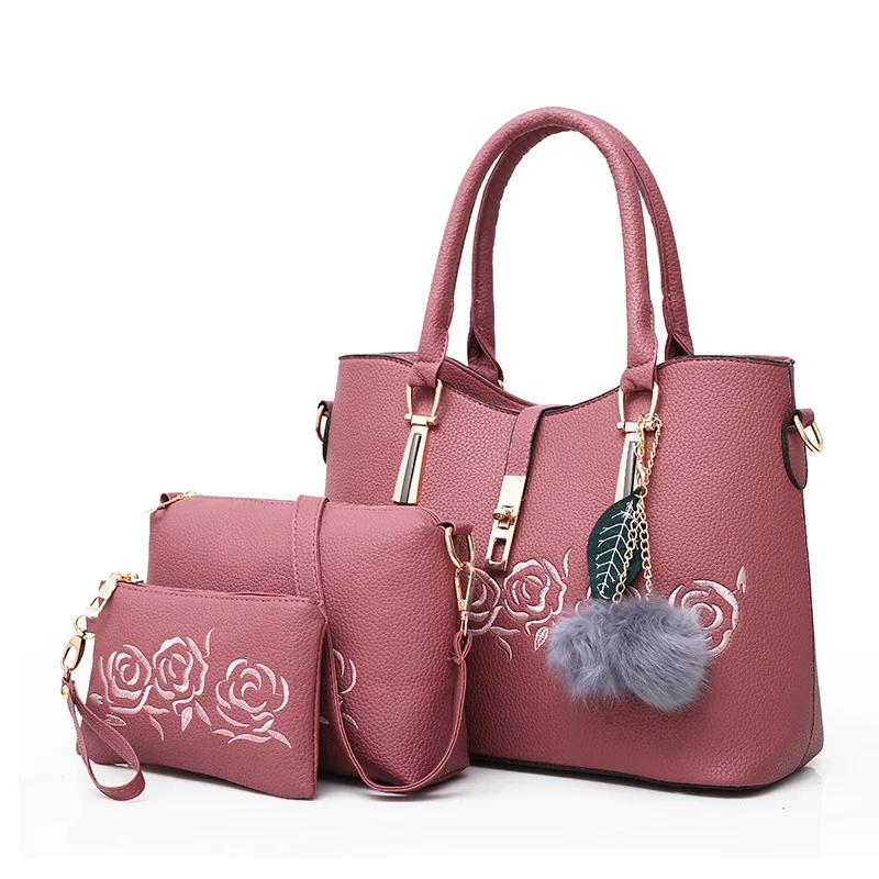 

2018 New Style Korean-style Lady Bag Versitile Fashion Shoulder Different Size Bags Three-piece Set
