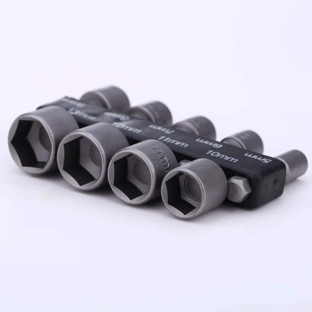 Pack of 9 Piece Metric Hex Socket Bit Set 1/4 Drive Nut Driver