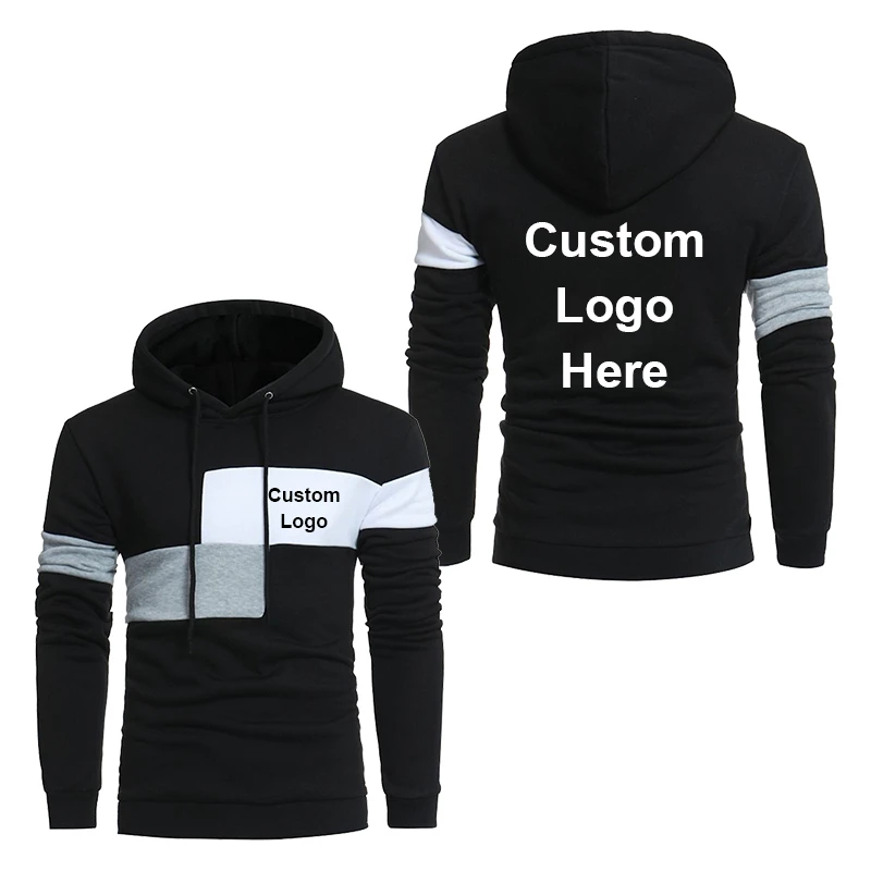 

Custom DIY Logo Text Hoodies Men Fashion Customized Cool Logo Image Patchwork Hooded Coat Sweatshirt Costume