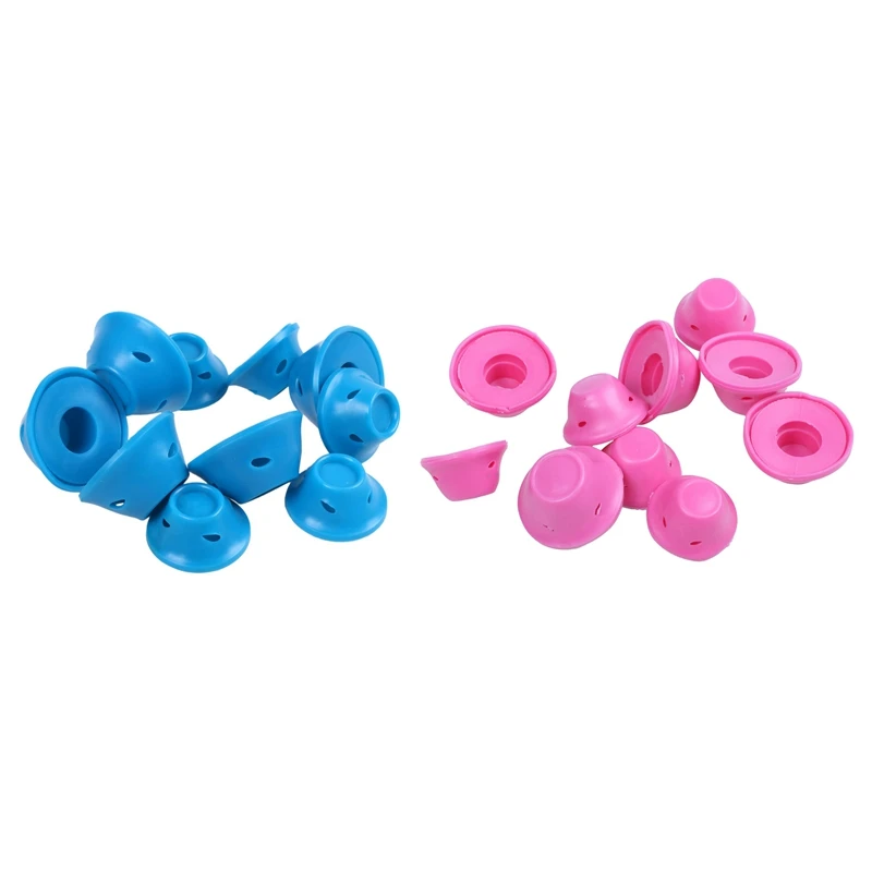 

20 Pcs Soft Rubber Magic Hair Care Rollers Silicone Hair Curler No Heat Hair Styling Tool , 10 Pcs Blue & 10 Pcs Pink