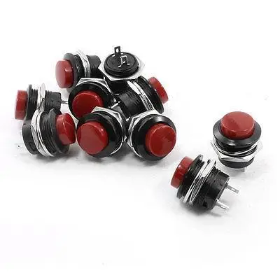 

10Pcs SPST 2 Terminals Momentary Push Button Switches AC 250V 3A Red