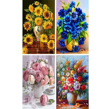 

Drop Ship 4 Pack Sunflower 5D DIY Diamond Painting Kits Full Drill Rhinestone Embroidery