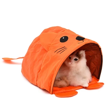 

Cute Cat Tent Bed With Sound Cat Toys Collapsible Pet Sleeping Bed Tunnel For Puppy Kitten Pet Cute Animals House Cat Nest Cozy