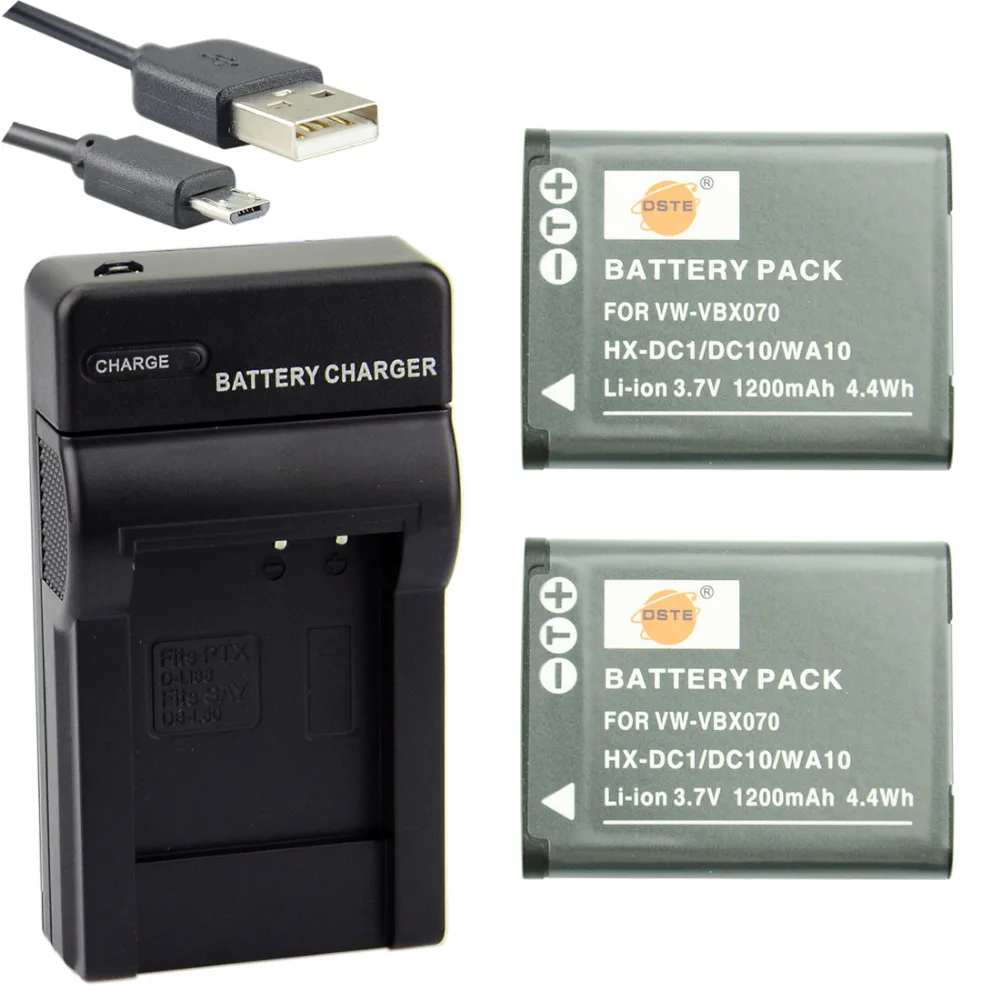 3 шт. 1200 мАч 3,7 V VW-VBX070 D-Li88 VBX070 HX-DC1 DC10 WA10 DSTE Камера Батарея Зарядное устройство для цифрового фотоаппарата Panasonic HX-DC1 DC2 DC10 DC15 WA10