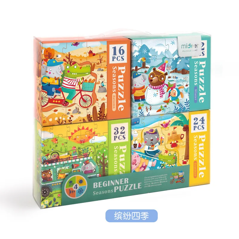 

MiDeer Mi Deer Four-in-One Children'S Educational CHILDREN'S Toy Car Jigsaw Puzzle 3-6-Year-Old New Year Gift Set