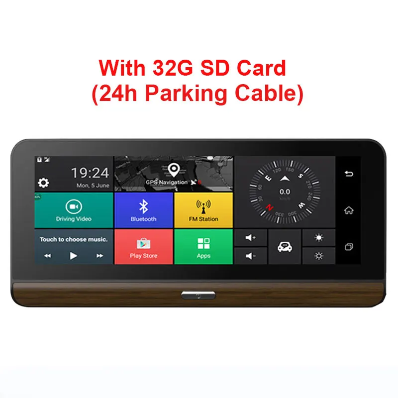 Kampacar 8,0 дюймов Android Smart зеркало заднего вида камера 4G gps навигации Dvrs с двумя объективами двойной тире Wi Fi видео регистраторы - Название цвета: 24H With 32G sd card