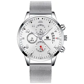 

Luxury Silver Meh Mesh Band Watch For Men Stainless Steel Analog Quartz Date Wristwatch Male Men Fashion Military Sport Watches