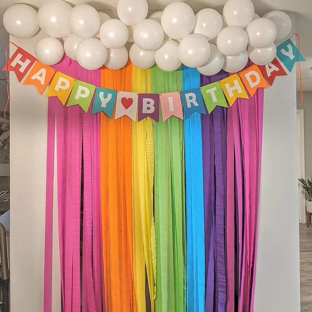 Rainbow Party Decorations White Balloon Garland Rainbow Crepe Paper  Streamers For Baby Shower Rainbow Wedding Birthday Party - Banners,  Streamers & Confetti - AliExpress