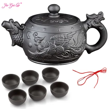 

JIA-GUI LUO 7 pieces 1 set Tea Set Tea Cup Household Teapot Purple Clay Ball-hole filter ceramic tea set J003