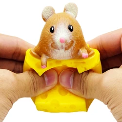Souris amusantes et jouets à presser les doigts de fromage, Extrusion visqueuse, extensible, cache cache dans le trou de fromage, bloc en Latex, jouet anti stress 