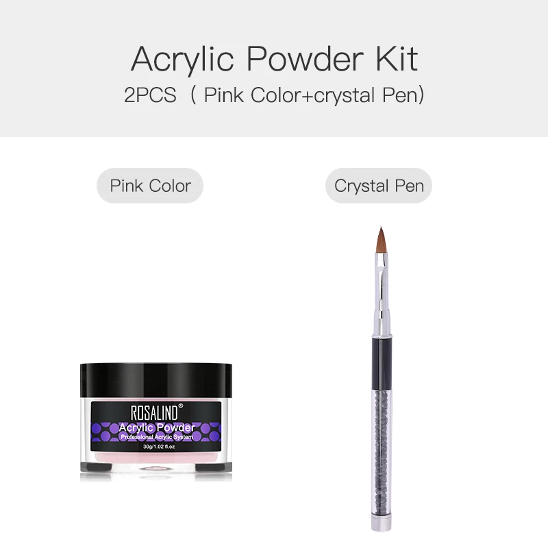 2pcs set 5 ROSALIND 30 г акриловый порошок кристалл порошок для украшения ногтей резьба поли наращивание ногтей акриловая вода Полупостоянный - Цвет: 2pcs set 5