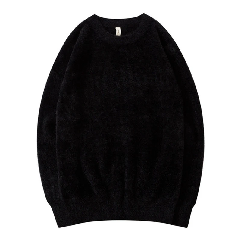 Осенне-зимний мужской свитер размера плюс 7XL Модный повседневный плюшевый толстый теплый свитер мужской теплый свитер 6XL 5XL 4XL - Цвет: Черный