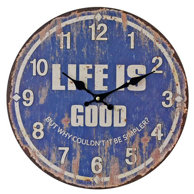 

Blue Vintage Wall Clock Frameless Wall Decoration Electronic New Cartoon Wall Clock Round Silent Digital Clock For Bedroom