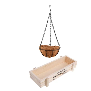 

HOT Plant Pot Vintage Wood Garden Flower Succulent 1Pc White with Black Growers Hanging Basket -8Inch