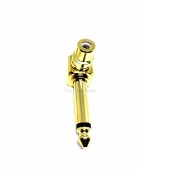 

1pcs Golden plated RCA Female to 1/4 Inch 6.35mm Male Mono Adapter Right Angle Plug Connector