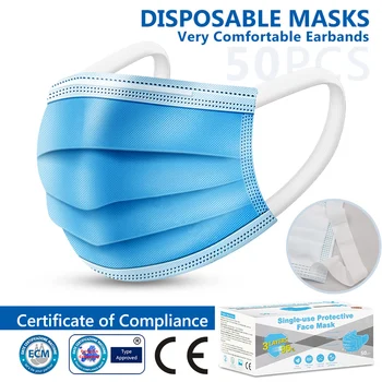 

In stock 50 Pcs Disposable Anti-Dust mascherine Mask Meltblown Mouth Masks Nonwove 3 Layer Anti-dust Safe masks Freeshipping