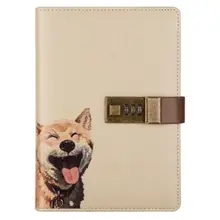 Travel Notebook with Combination Lock Faux Leather Animals Diary Journal Notepad L9BA secret notebook ruled journal lined diary with lock creative gift heart lock