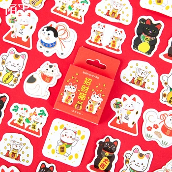 

45pcs/Pack Cute Kawaii Lucky Cat Meow Cat Decorative Paper Sticker Computer Decor School Student Stationery Kids Gift