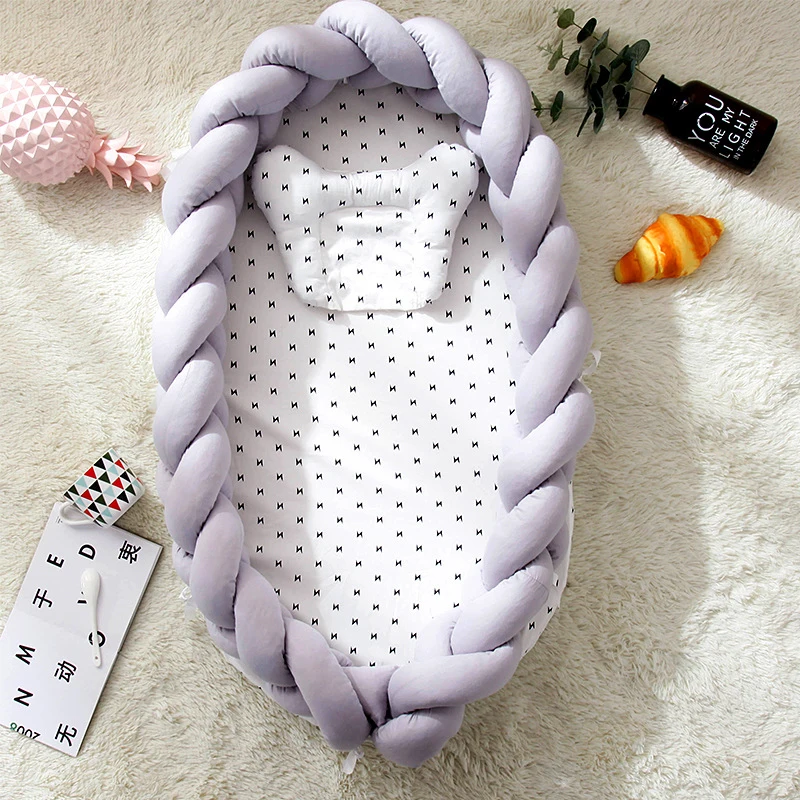 Детская кроватка бампер завязанная узлом, заплетенная плюшевая детская колыбель декор подушка для новорожденных Подушка Junior кровать сон бампер