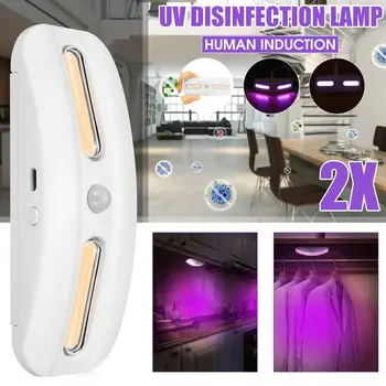 

2pcs UV Disinfection Lamp USB Charging Sensor UV Sterilization Light Disinfection Light Bulb For Cabinet Wardrobe