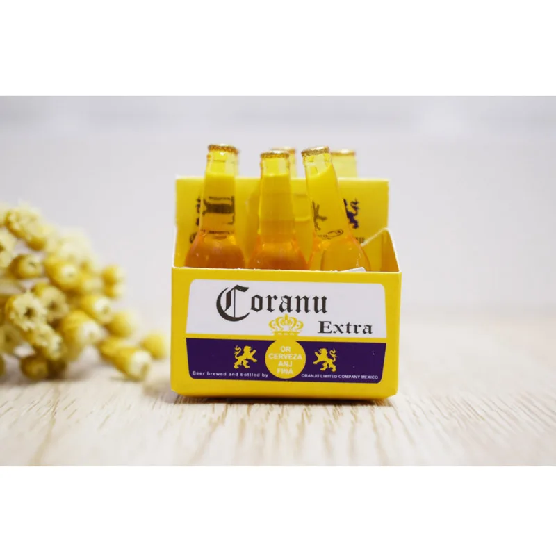 1/6 Scale Mini 6 Bottles of Beer with Paper Box Dollhouse Miniature Doll Food Drinks Play Kitchen Toy Accessories Doll House Toys Pretend Kitchen Toys Pretend Food Toys Dollhouse Furniture Set Pretend Coffee Set Toys