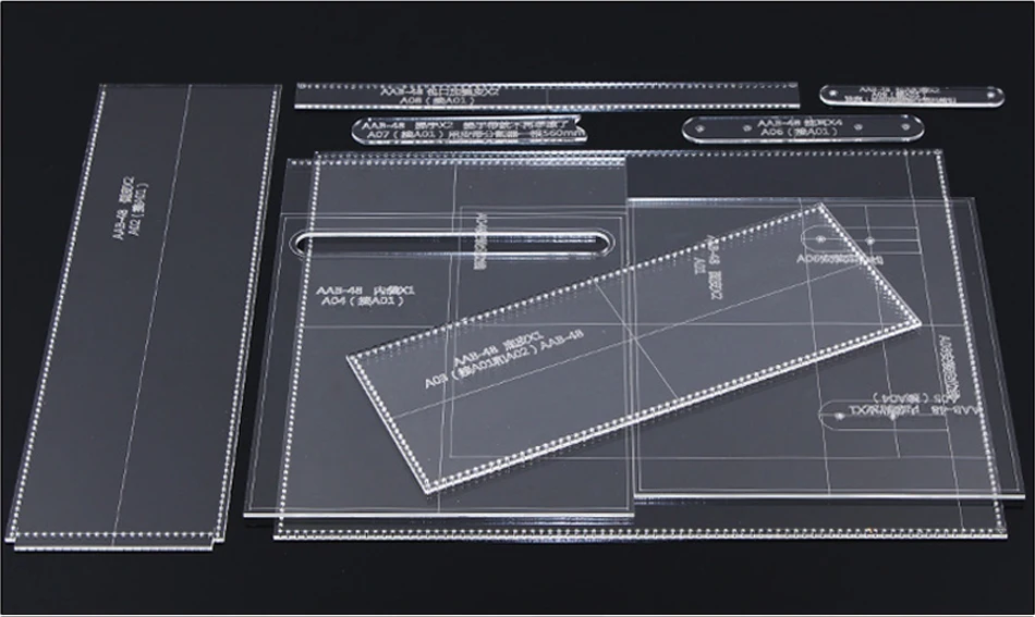 Acrylic template Прозрачный акриловый шаблон кожаный кошелек для сумки инструмент для шитья ручной работы кожаный акриловый шаблон - Цвет: Acrylic template