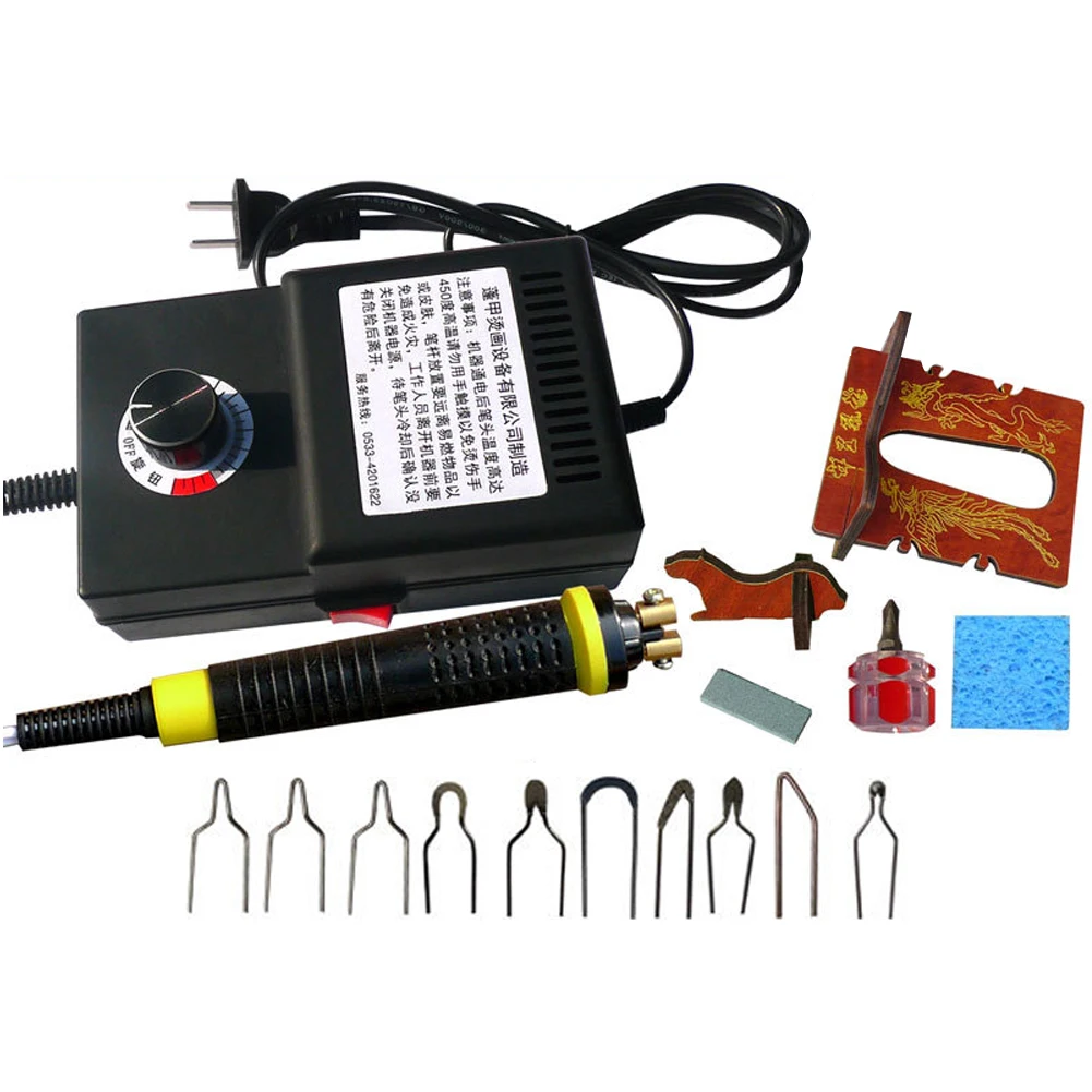 

Crafts Pen Multipurpose 220V Wood Pyrography Machine Set With Screwdriver Tip Holder Burning Tool Adjustable Temperature Carving