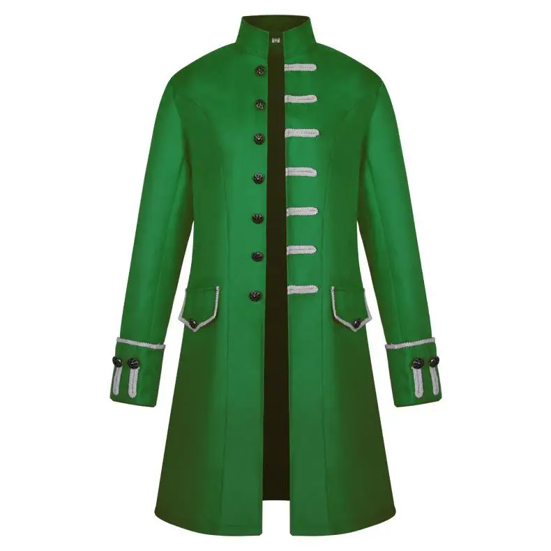 Винтажная мужская куртка средневековая Туника Косплей вампира на Хэллоуин костюм ретро Ренессанс наряд пальто панк джентльмен ветровка - Цвет: Green