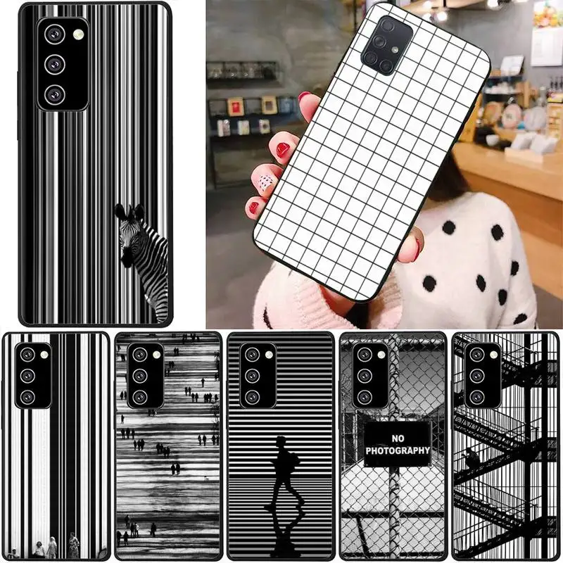 Black White Grid Phone Case For Samsung Note 8 9 10 20 Note10Pro 10lite 20ultra M20 M31 Funda | Мобильные телефоны и