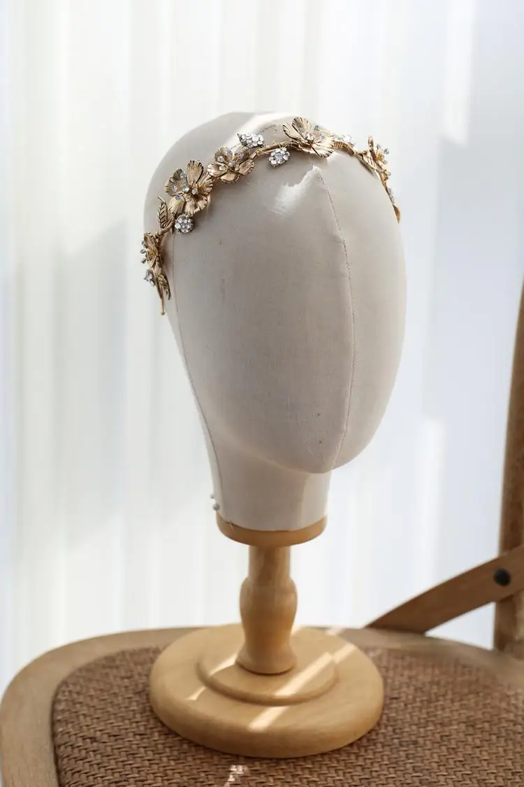 Тиара в стиле барокко Корона обруч для волос со стразами с цветочным принтом листок резинка для волос свадебное вечернее платье Свадебные украшения для невесты ювелирные изделия
