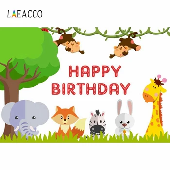 

Laeacco Baby Birthday Photographic Backdrop Safari Cartoon Jungle Customized Vinyl Photography Background For Photo Studio
