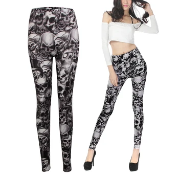 

Women Ladies Girls Scrawls Skeleton Printed Leggings Sexy Pants Rock Punk Funky
