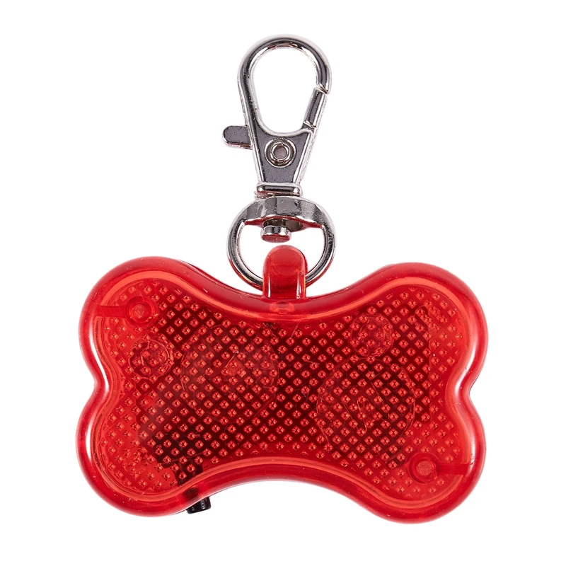 

Flashing Flasher Blinking Led Bone Shape Dog Cat Tag Pet Safety Collar Light Red