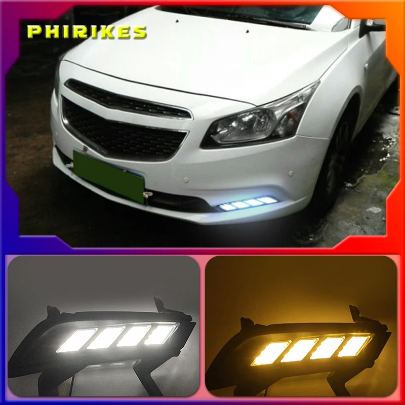 

2PCS LED DRL Daytime Running Light Daylight with turn signal lamp For chevrolet cruze 2015