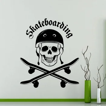 

Skull Skateboard Extreme Sports Vinyl Decal Youth Skateboarding Hobby Home Bedroom Interior Wall Decoration Sticker Mural 2YD16