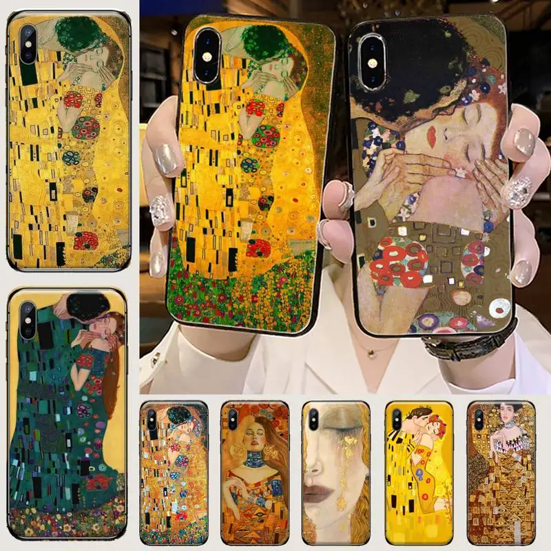 Gustav Klimt Kiss retro art Painted Phone Case For iphone 5 5s 5c se 6 6s 7 8 plus x xs xr 11 pro max coque shell funda hull | Мобильные