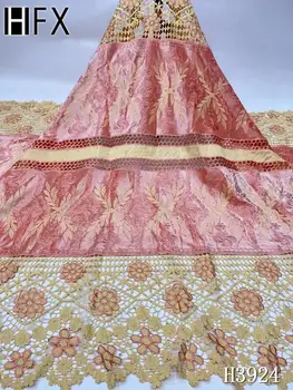

HFX Pink Nigerian lace fabric French lace fabric 2020 high quality African Cord lace fabric Latest Cotton Swiss Voile lace F3924