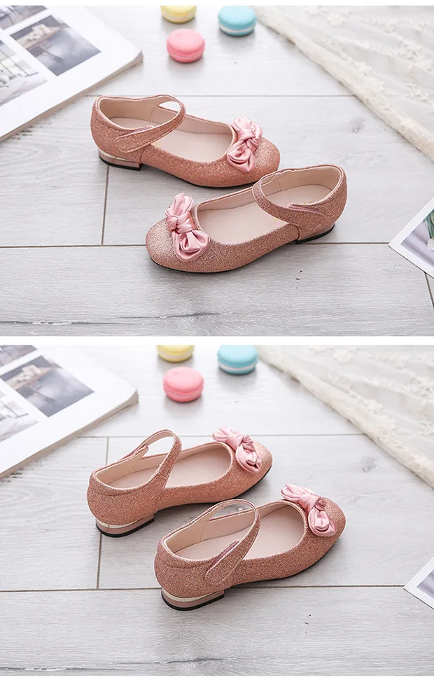Fashion Simple Children Princess Shoes Girls Sequins Girls Wedding Party Kids Dress Shoes for Bow Girl Pink / Silver/ Gold shoes