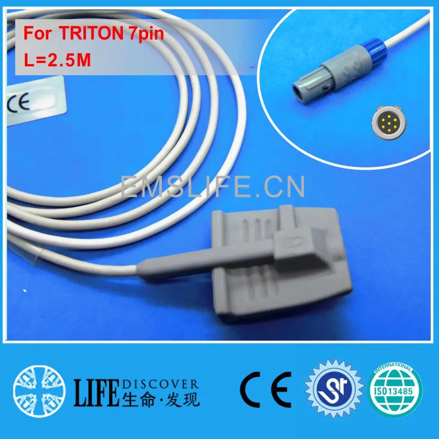 

Long cable adult soft silicone spo2 sensor for TRITON 7pin patient monitor